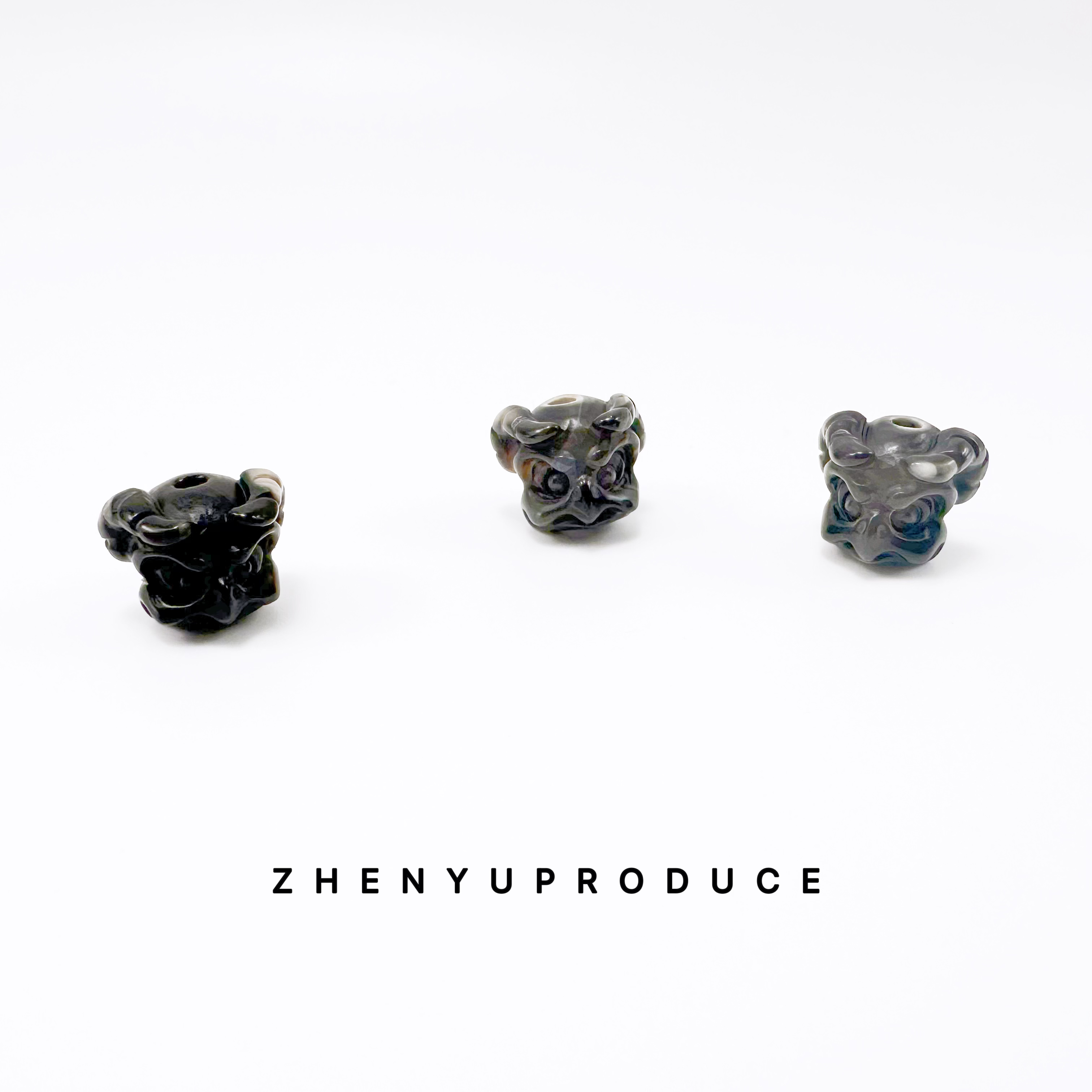 （珠改黑鸟系列）满工雕刻大鹏鸟珠改马马材质顶珠腰珠（一个）