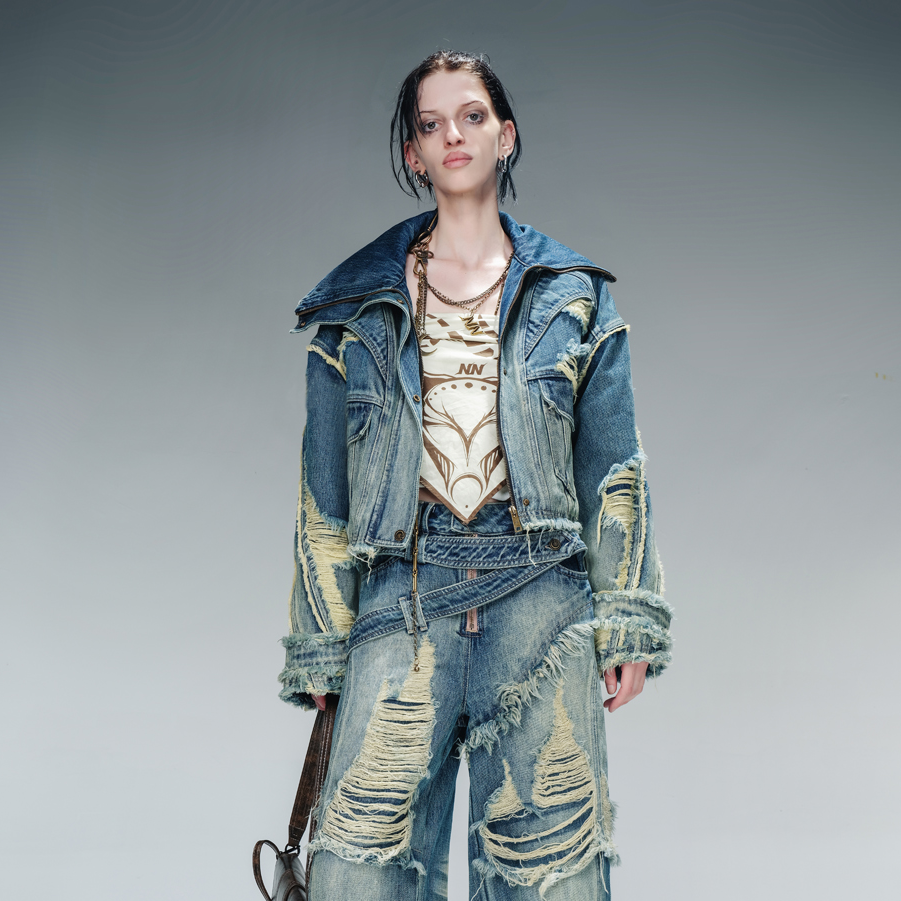 NN-NORTH NODE 加厚内里仿羊羔毛牛仔外套