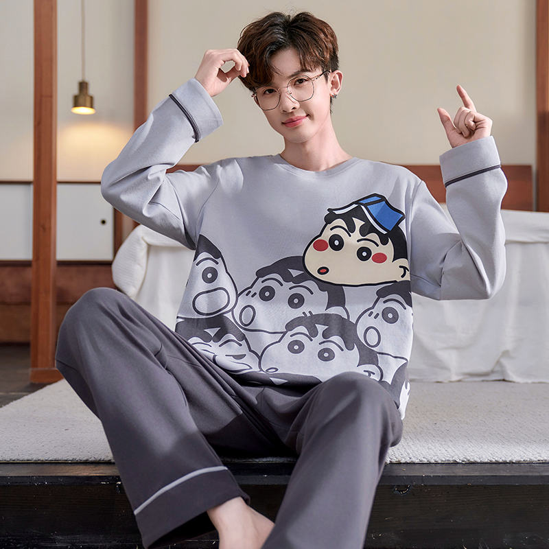 YUZHAOLIN/俞兆林2025春秋季男士大童圆领套头纯棉可爱风居家睡衣