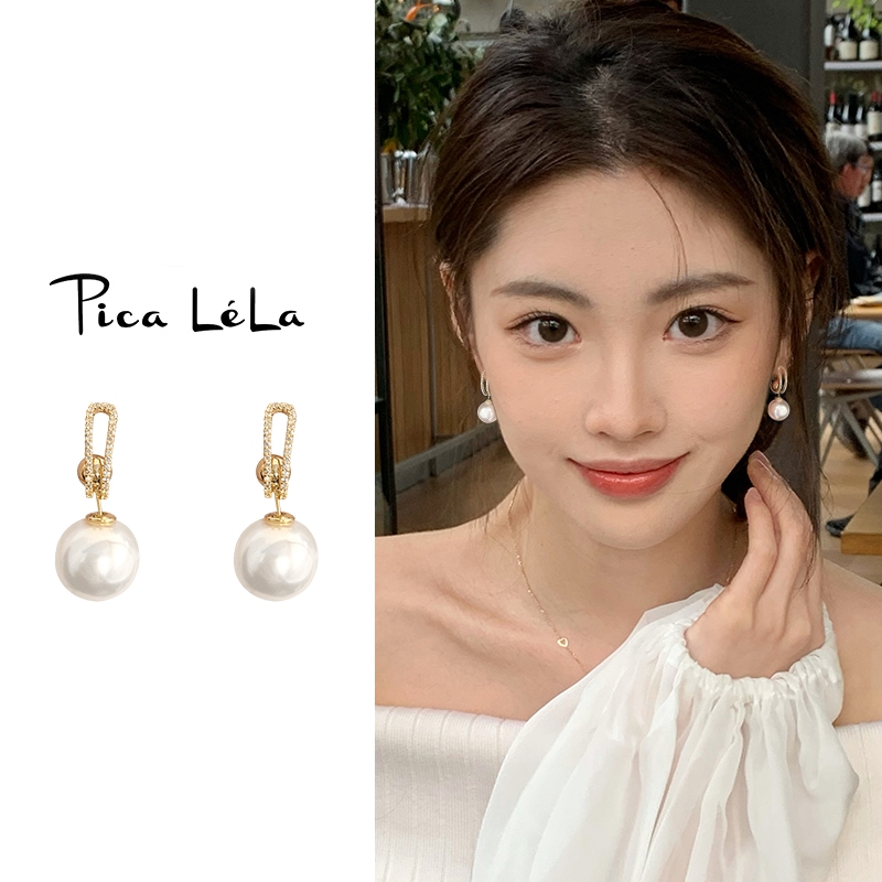 2023耳坠锆石珠珠耳钉法式小众甜美复古精致简约时尚ins个性新款