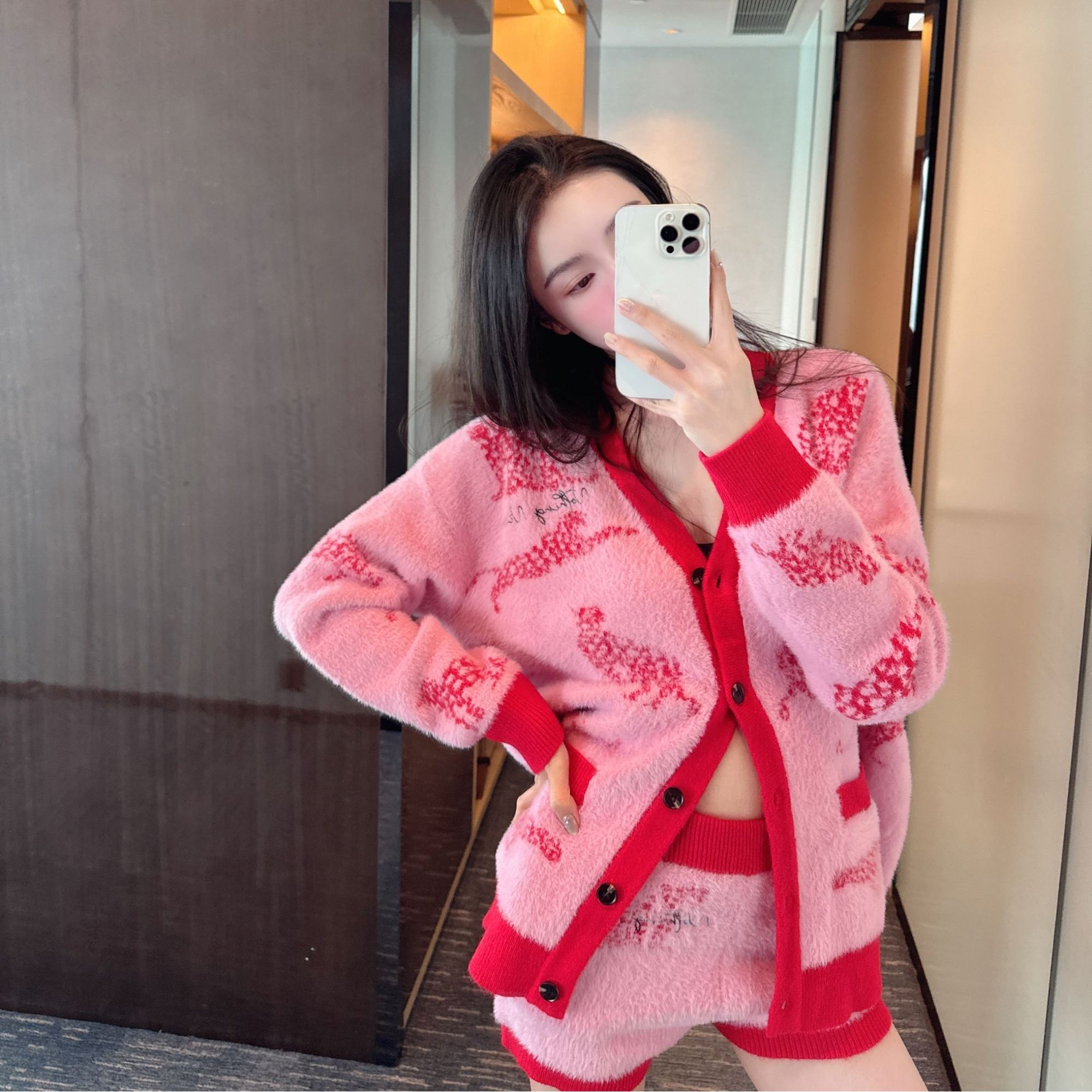 NOTHING NINE树莓软糖印花针织短裤