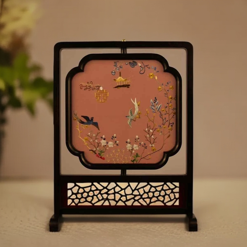 苏绣小摆件中国风礼品中式桌面摆台小屏风苏州手工成品双面绣台屏