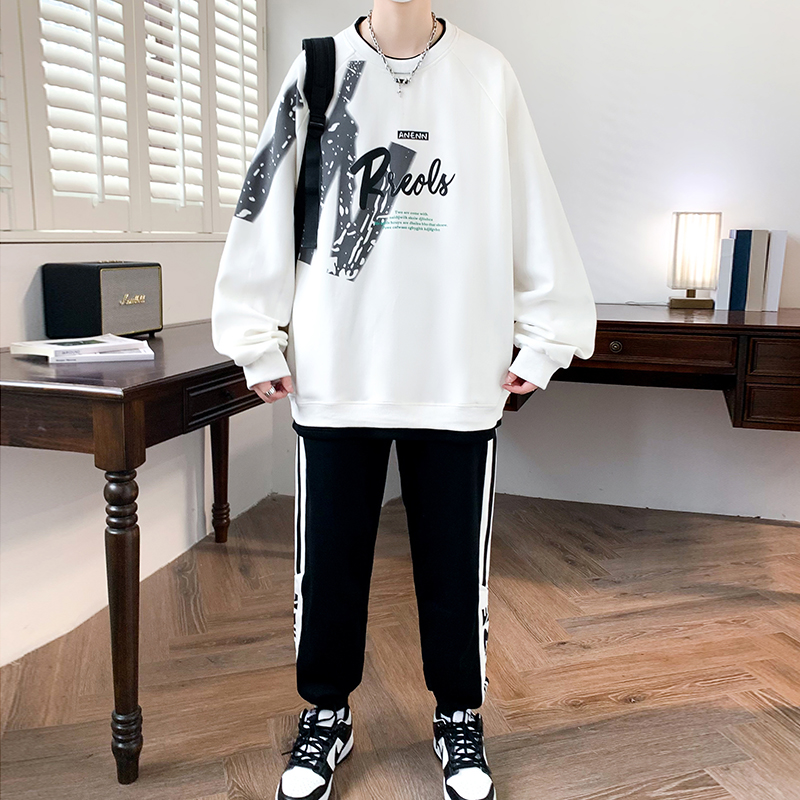 春秋季运动休闲卫衣胖男孩青少年初高中学生潮流帅气大童男装套装