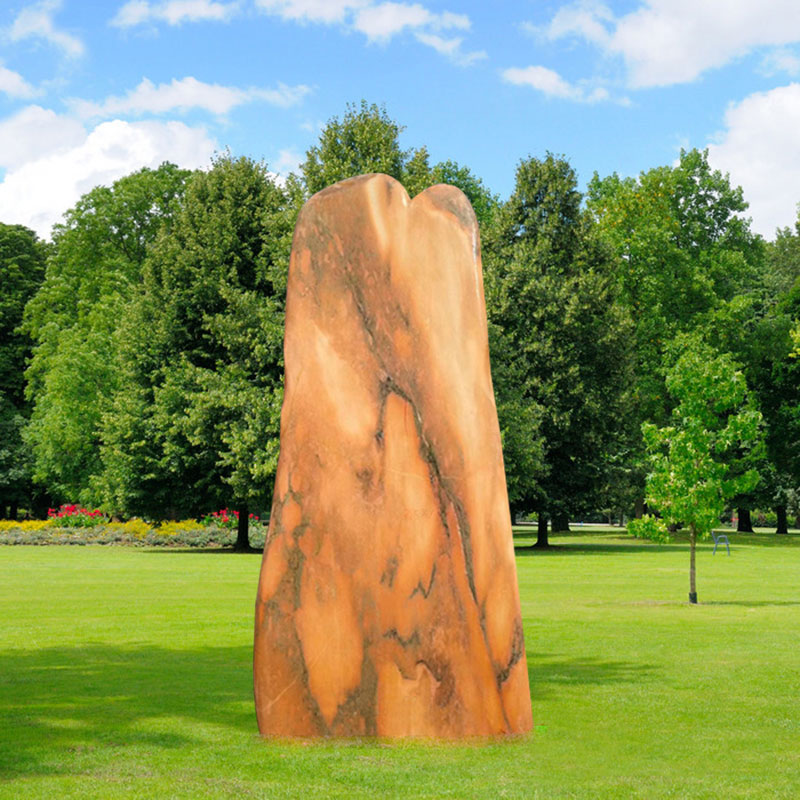 石雕天然晚霞红竖石风景石自然石造景石庭院户外刻字门牌石村牌石