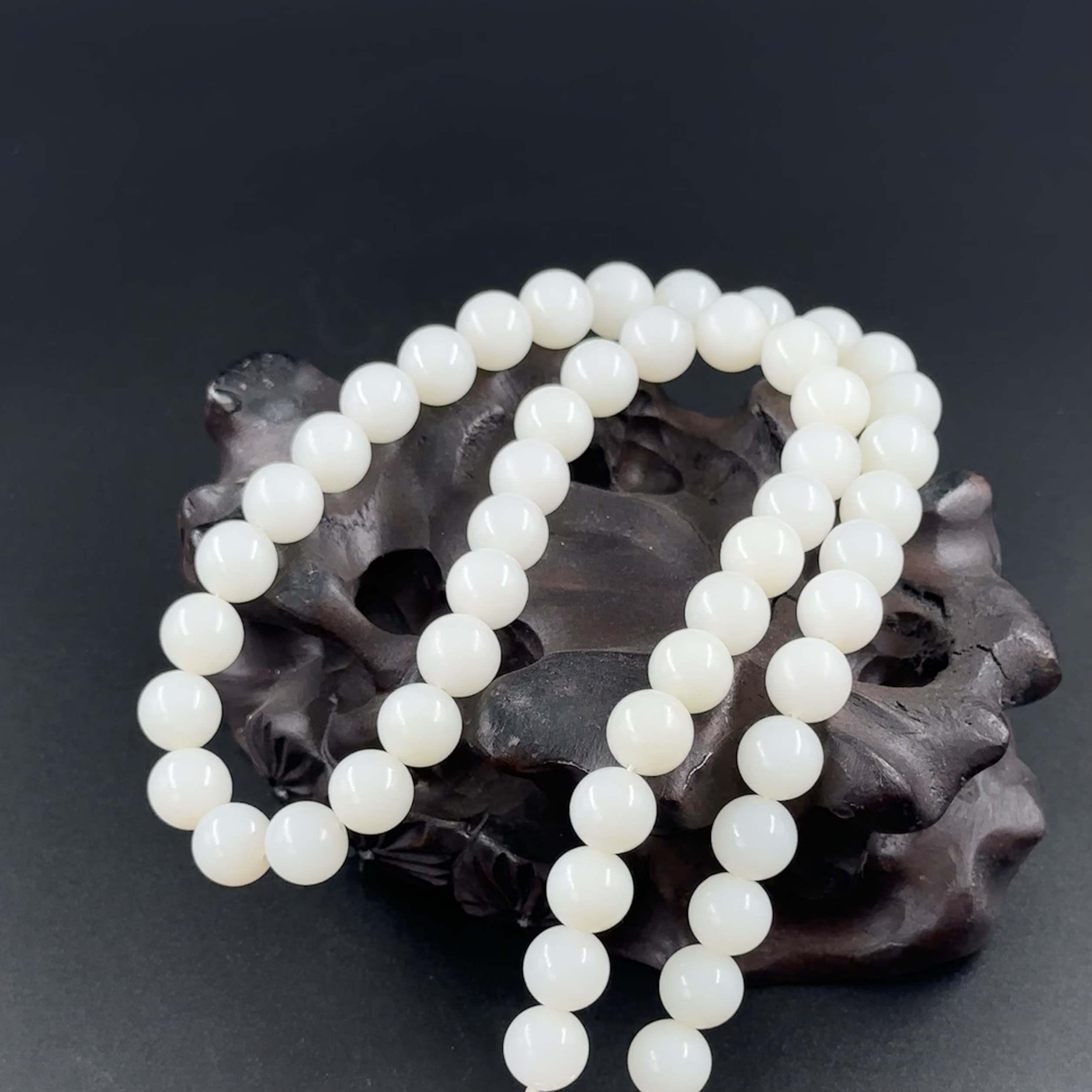 【玉珍缘】和田白玉老料10mm圆珠未镶嵌