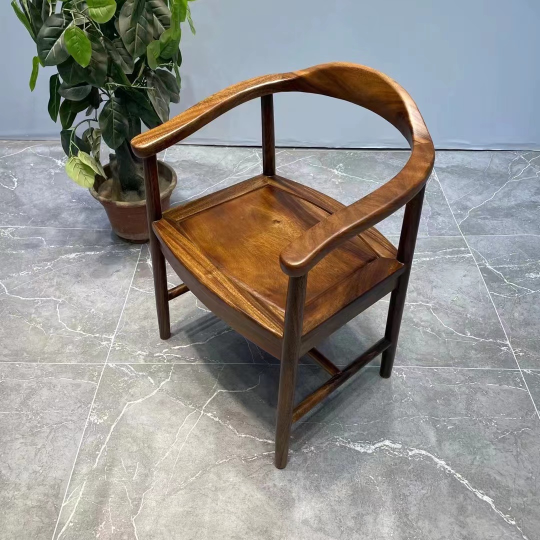 中式茶椅新中式手工进口南美小圆复古古典古代胡桃木总统椅耐用