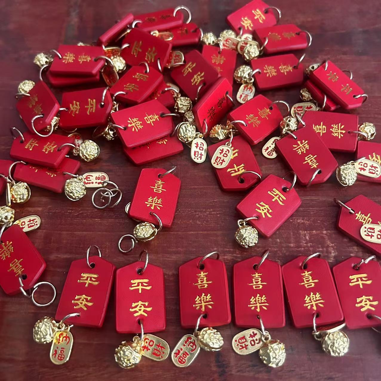 钩织莲花小佛小伴烫金平安喜乐中国风好运挂牌钥匙扣手工钩织成品