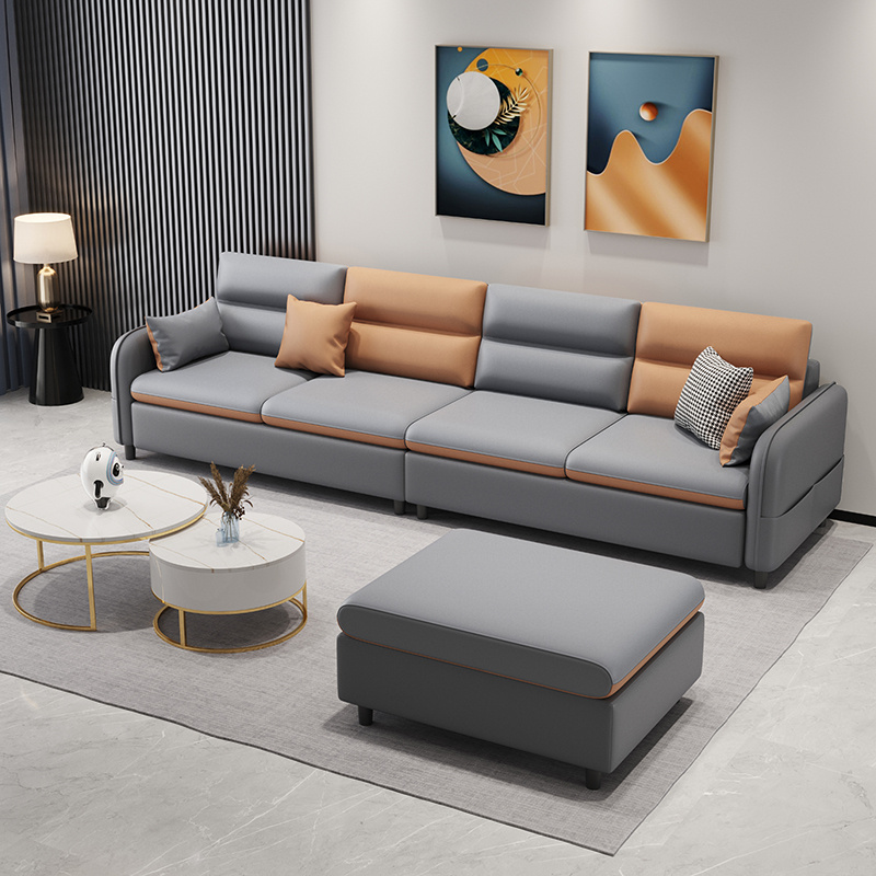 两用现代简约沙发客厅大小户型猫爪皮科技布意式家用直排贵妃新款