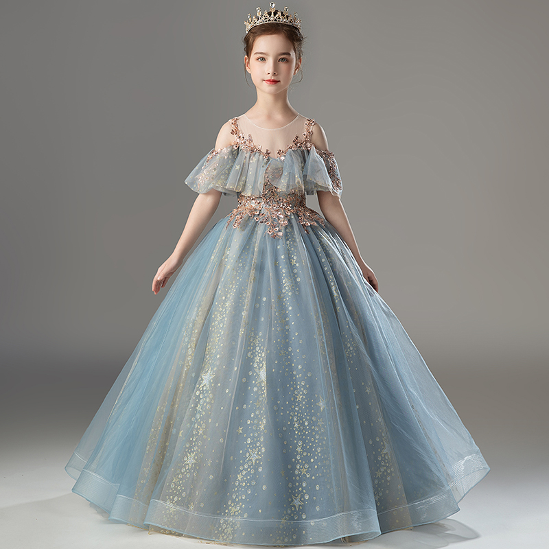 儿童晚礼服女童公主裙生日高端洋气小主持人模特走秀钢琴演出服夏