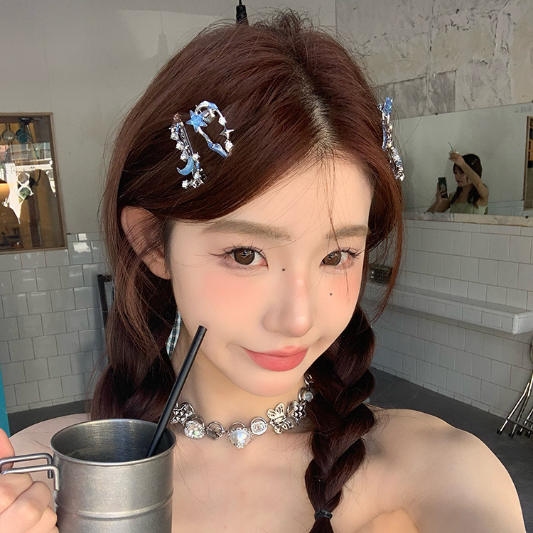 合金发饰 y2k星星金属发夹女碎发刘海夹一字夹侧边鸭嘴夹发卡ins