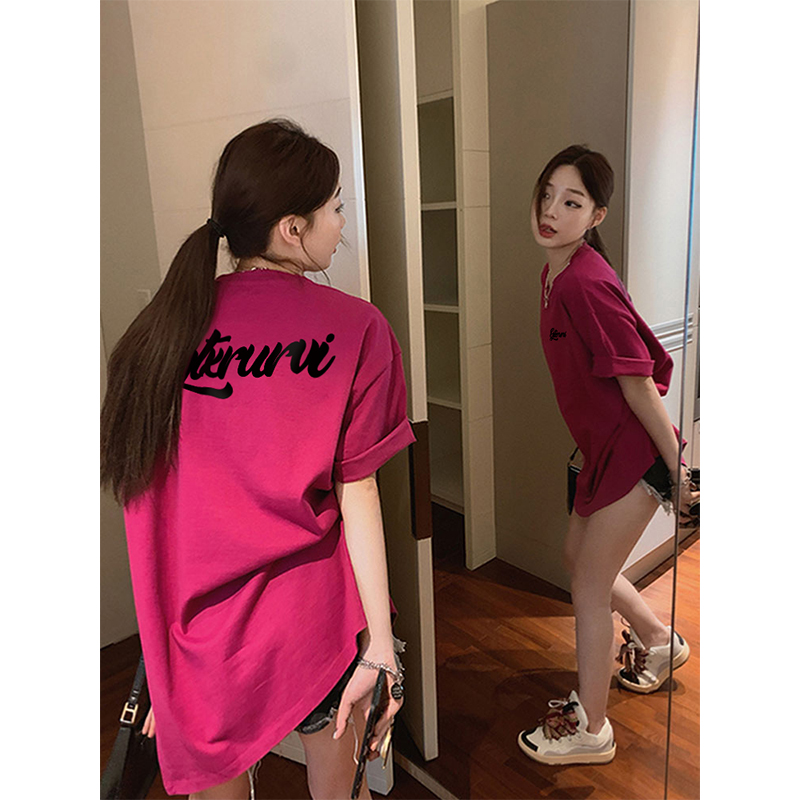 2024网红新款夏季短袖设计感小众字母印花宽松显瘦洋气短袖T恤女