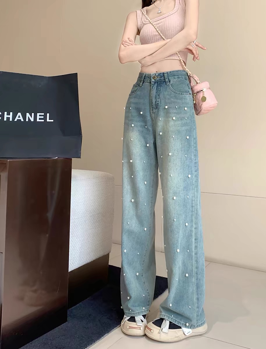 新款牛仔裤女阔腿直筒