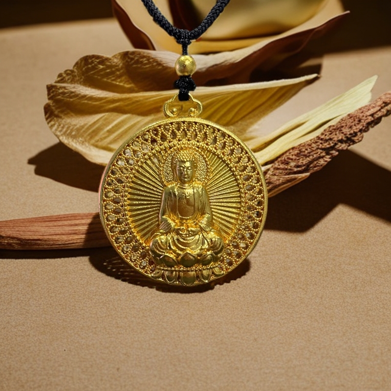 铜合金吊坠 铜合金古法镂空福字如来佛吊坠雕刻精雕