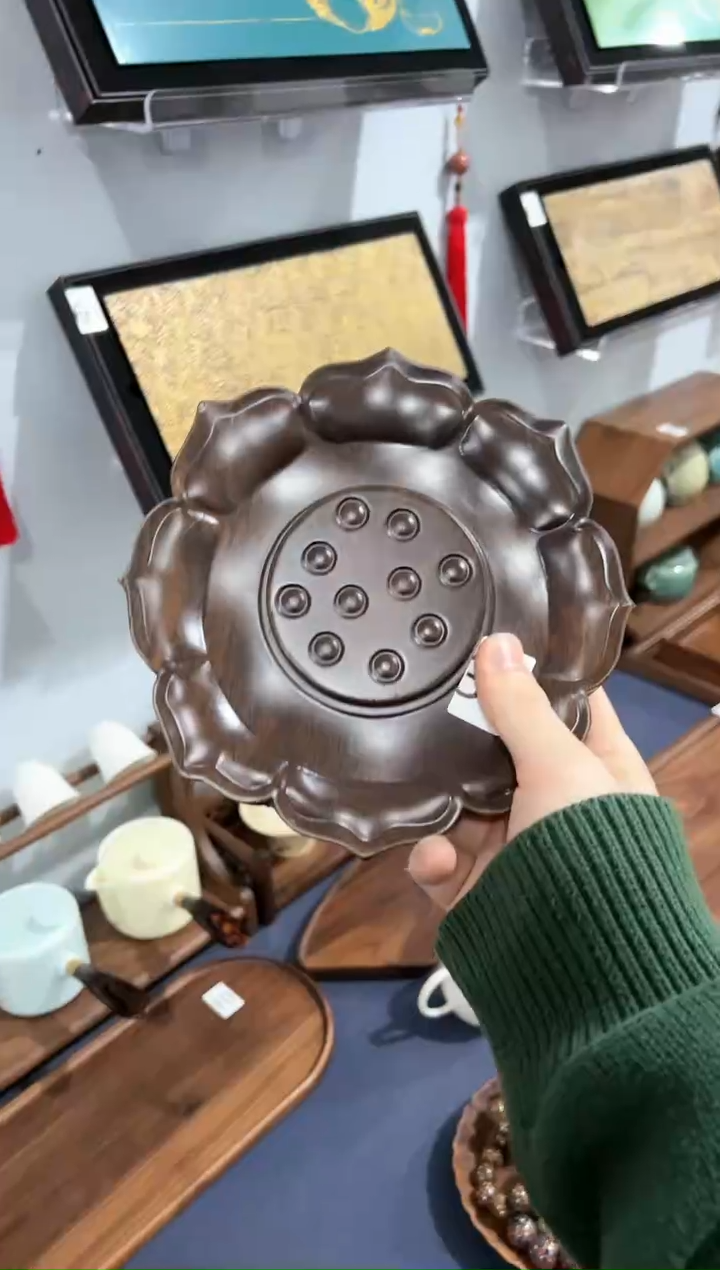 【闪购商品】黑檀干泡盘莲花