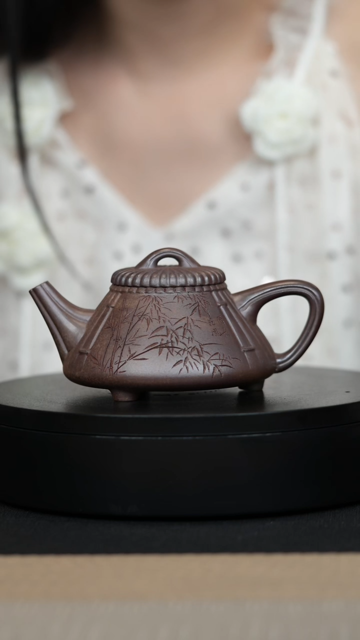 【闪购商品】紫砂茶壶028 筋纹子冶石瓢 手工紫砂壶
