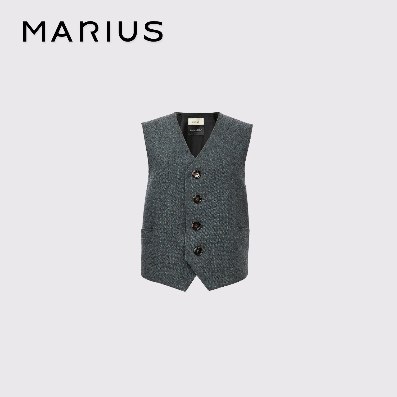 MARIUS“学院桥”斜纹里布经典商务设计感通勤风春夏季款四粒扣马甲