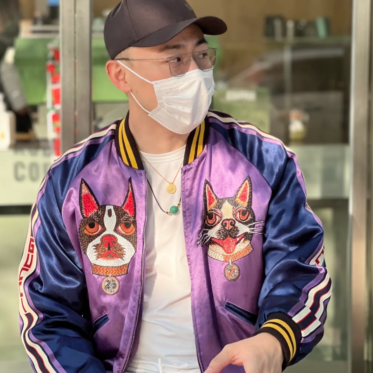 全新未使用 GUCCI/古驰 经典织带法斗动物刺绣夹克外套