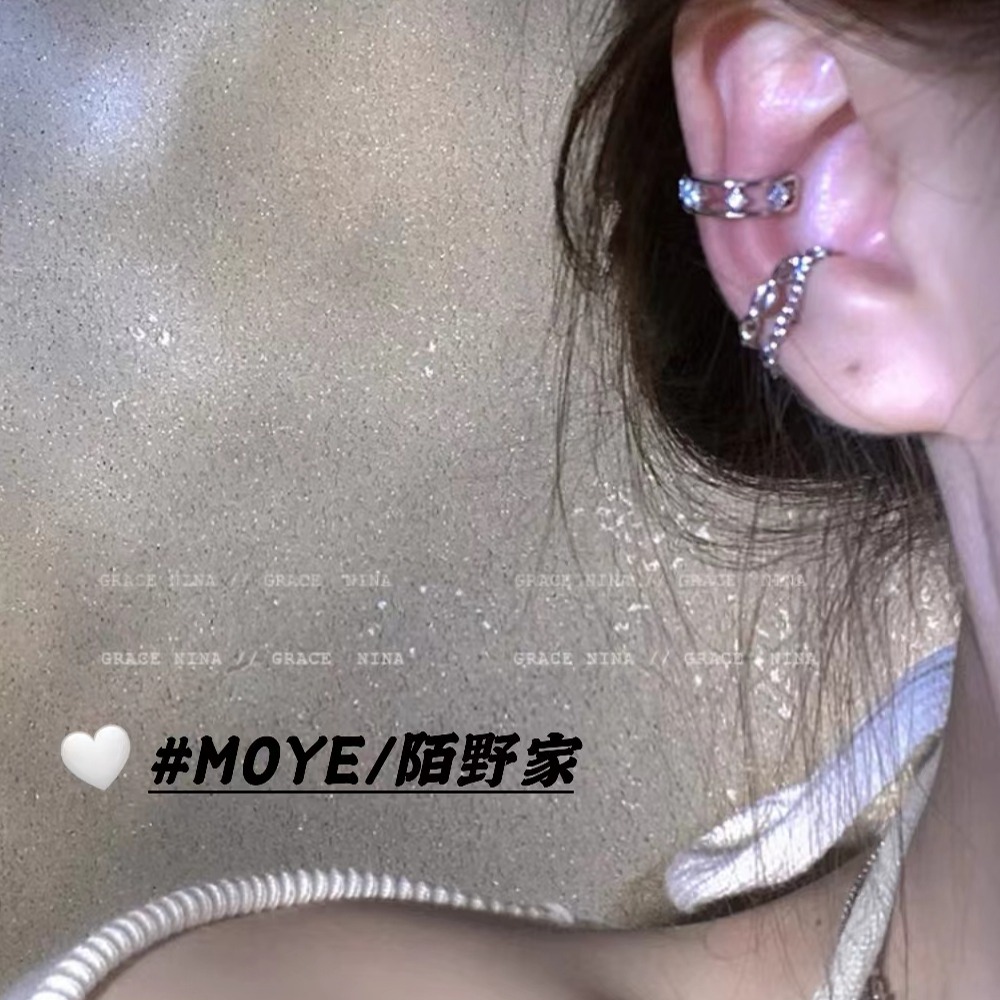 MOYE/陌野耳骨夹“沙径”原创中性冷淡风双环锆石流苏耳骨夹小众ins