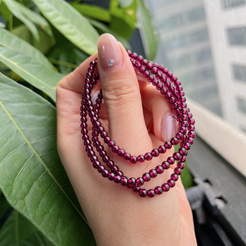【珠宝厂长】约3.5-4mm紫牙乌石榴石圆珠多圈