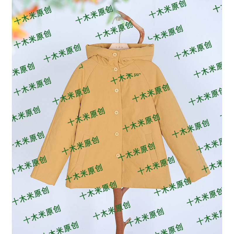 以后/十木米原创冬季新款全棉文艺百搭连帽加厚棉服短外套女