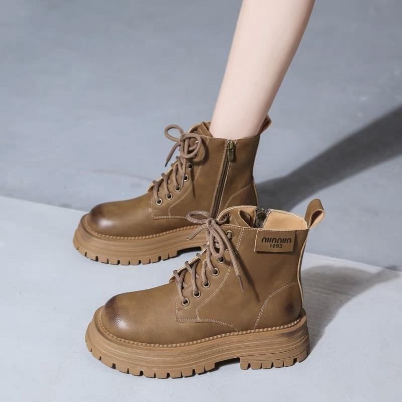 英伦风马丁靴女厚底炸街小短靴2023新款秋冬爆款切尔西复古大黄靴