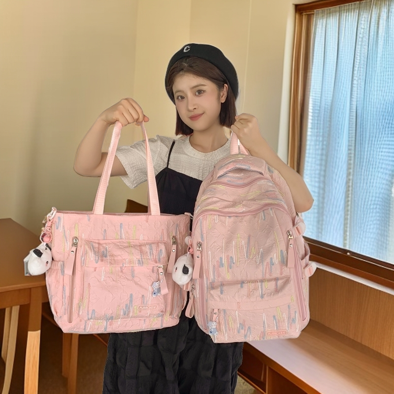 韩版时尚ins风双肩包女中学生森系百搭书包小学生小清新简约背包