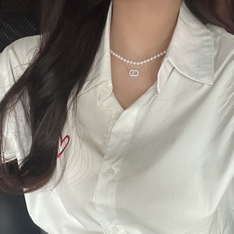 非金属项链 Suki【气质显锁骨】锆石字母CD项链女轻奢小众毛衣链