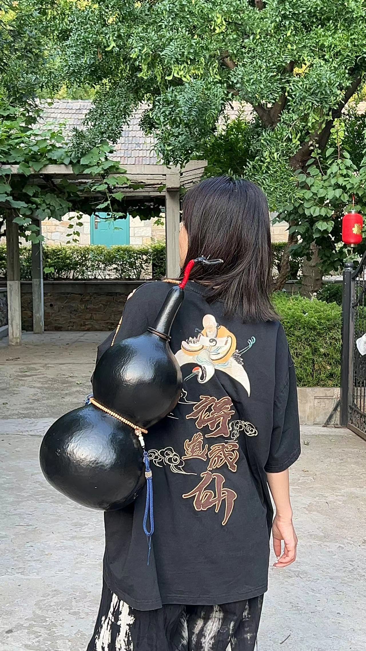 半闲集《得道成仙》国风T恤刺绣夏季新中式宽松短袖国潮男装