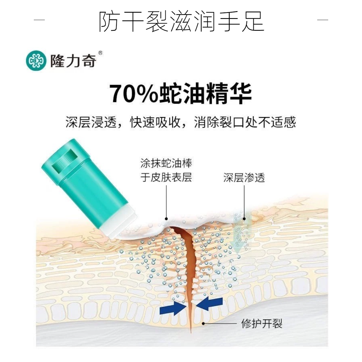 隆力奇15g深密滋润蛇油膏棒保湿补水护手护脸防冻裂干裂手足膏棒