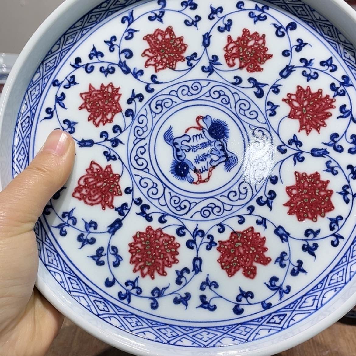 【闪购商品】景德镇青花釉里红压手杯修*