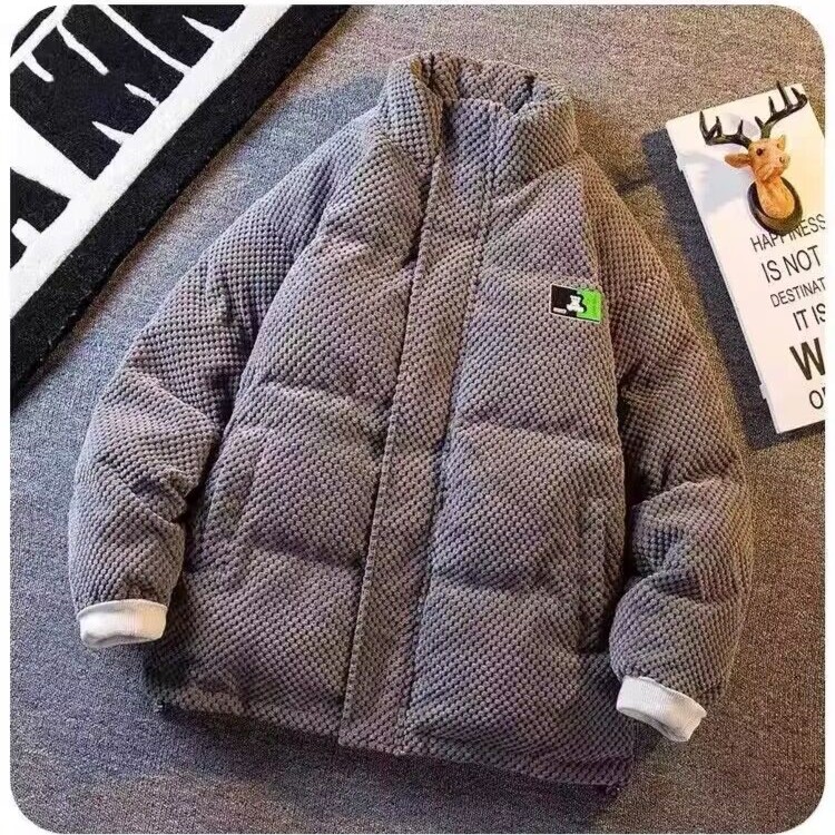 仓石一树冬款格子青少年棉服外套男秋冬季新款保暖立领百搭面包服