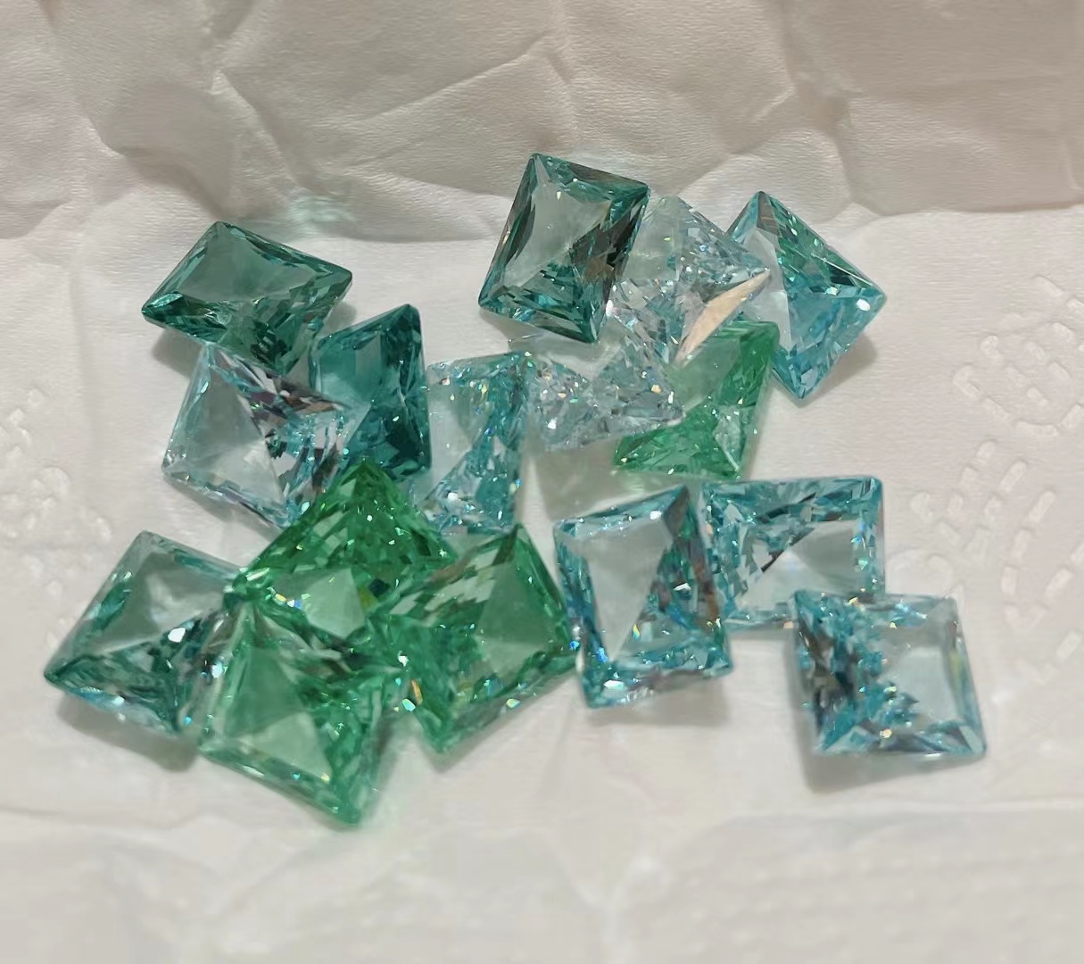 透白流行夏季双色绿色填缝圆尖{桑}手工美甲锆石冰透美甲钻蓝色