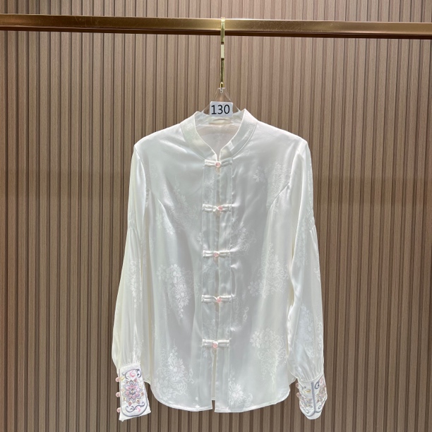 比翼双飞 提花新中式重工刺绣衬衫上衣