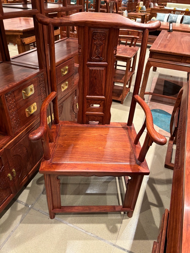 红木大官帽主椅豪华主椅刺猬紫T茶台主椅靠背办公台实木椅