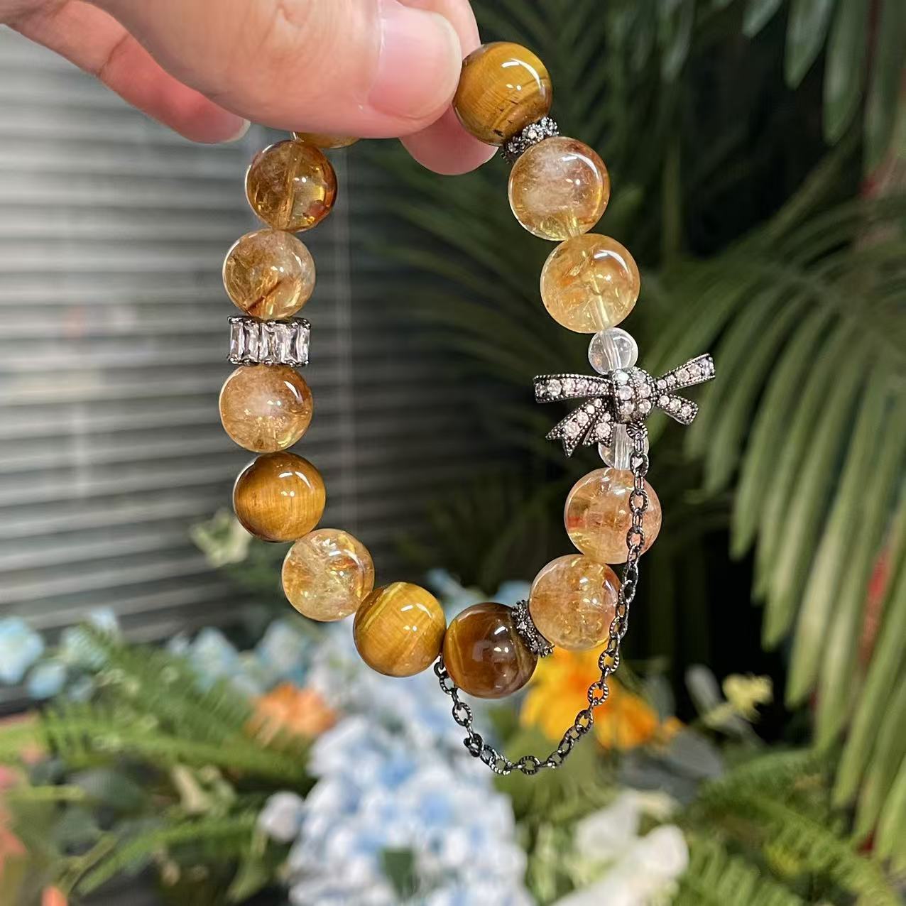 【黄虎蝶】天然黄阿塞水晶虎眼石设计款手串