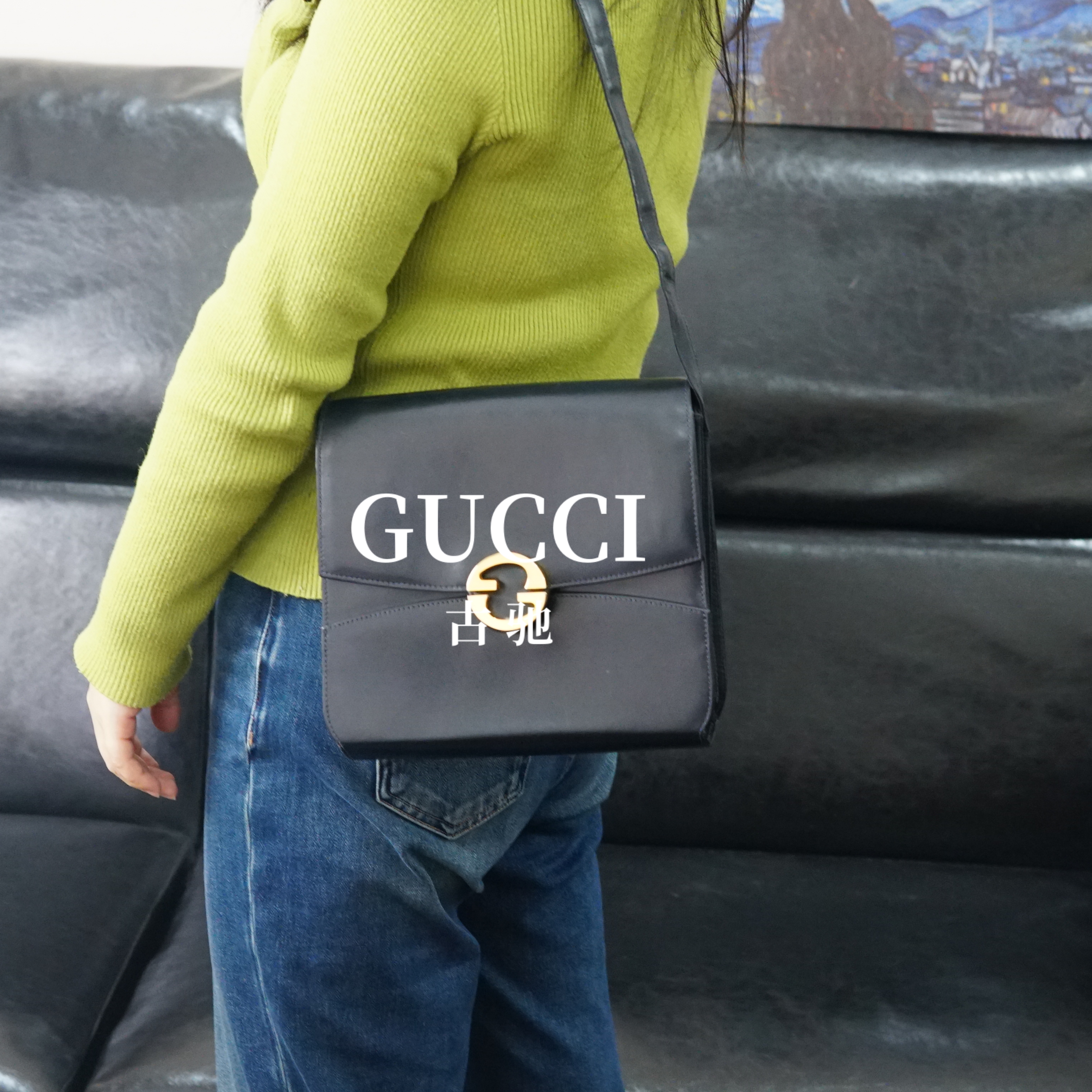 95新 GUCCI/古驰 GUCCI/古驰 蓝色单肩包/SH12503017/3017