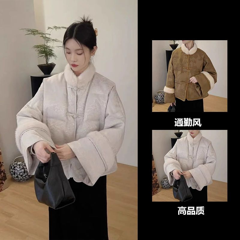 冬季新款中式国风时尚百搭加厚棉衣棉服外套盘扣棉衣女小个子