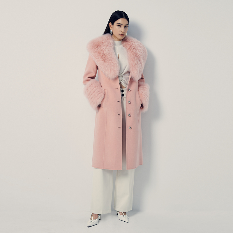 ANMANI恩曼琳冬季新款绵羊毛山羊绒混纺双面呢大衣EANEDA06