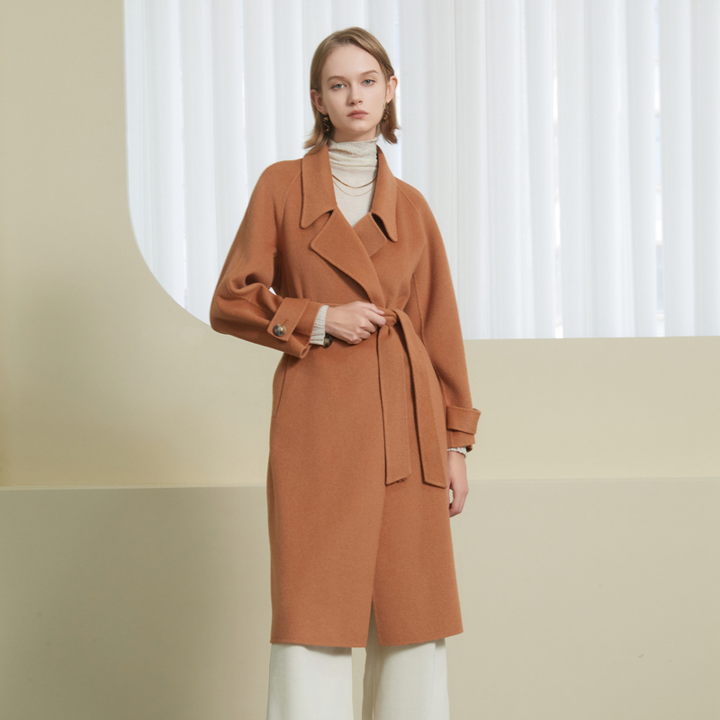 【诗语专属】恩曼琳秋冬新款气质通勤翻领羊毛羊绒双面呢大衣EANDDA