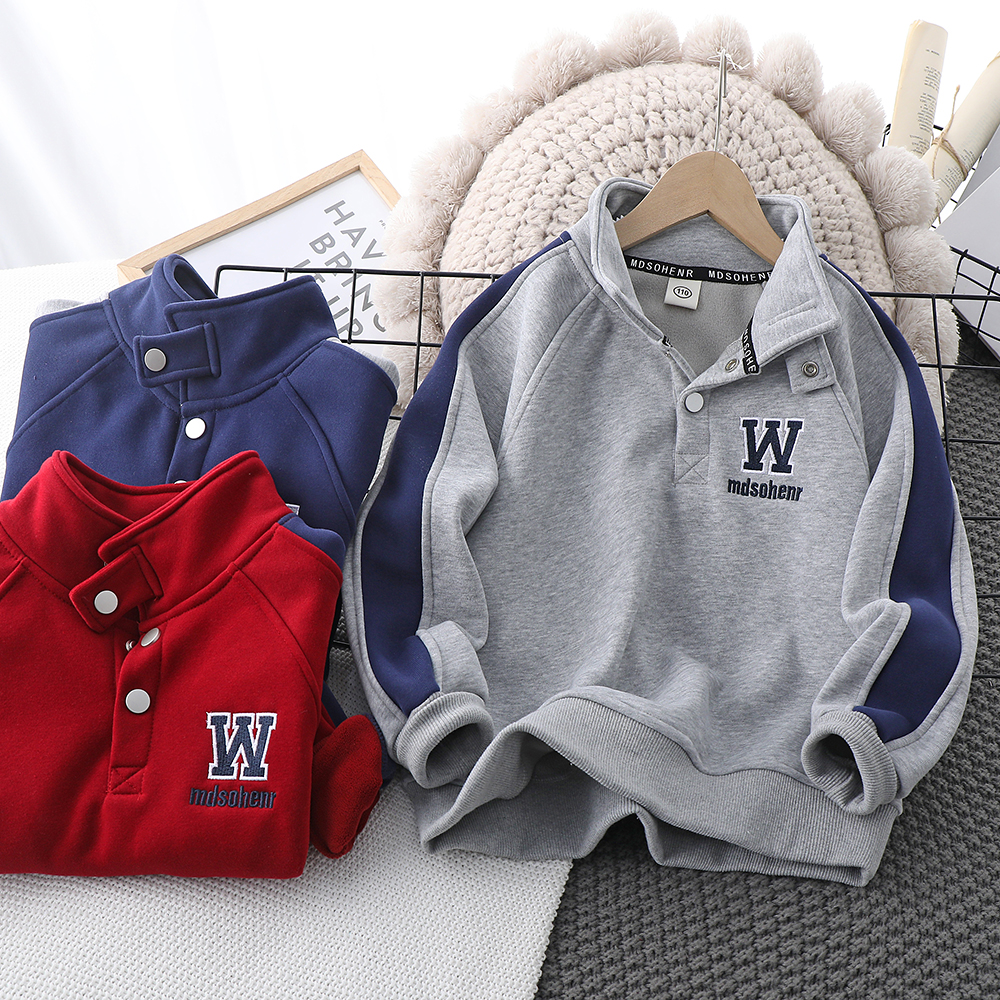 【源头工厂】清仓 儿童加绒卫衣帅气休闲秋冬季运动加厚奥粒绒上衣