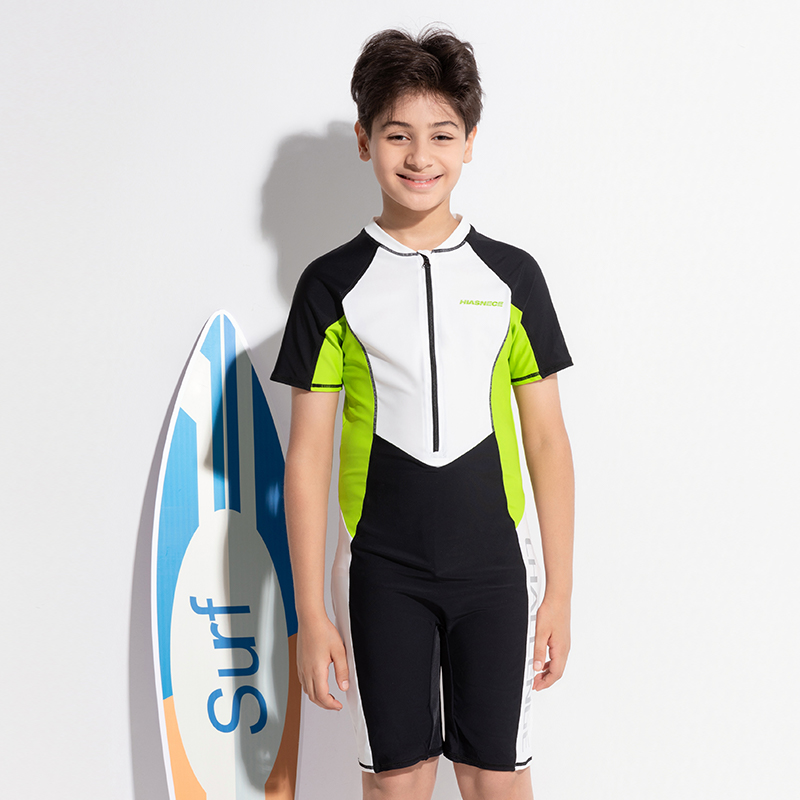 儿童泳衣 男童连体泳衣裤5-12岁男孩学生速干面料游泳训练衣