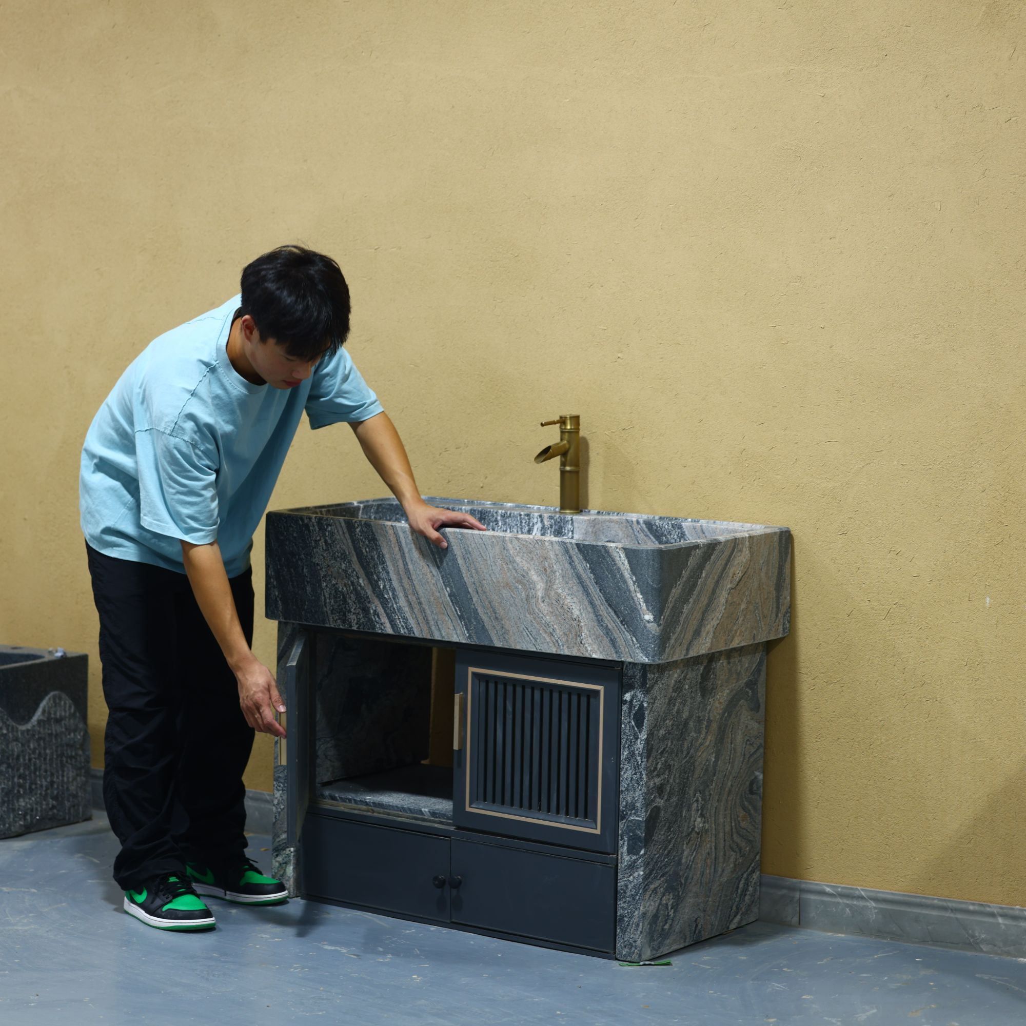 室内家用一体式大理石洗衣池阳台石头洗衣槽户外洗手盆庭院洗手池