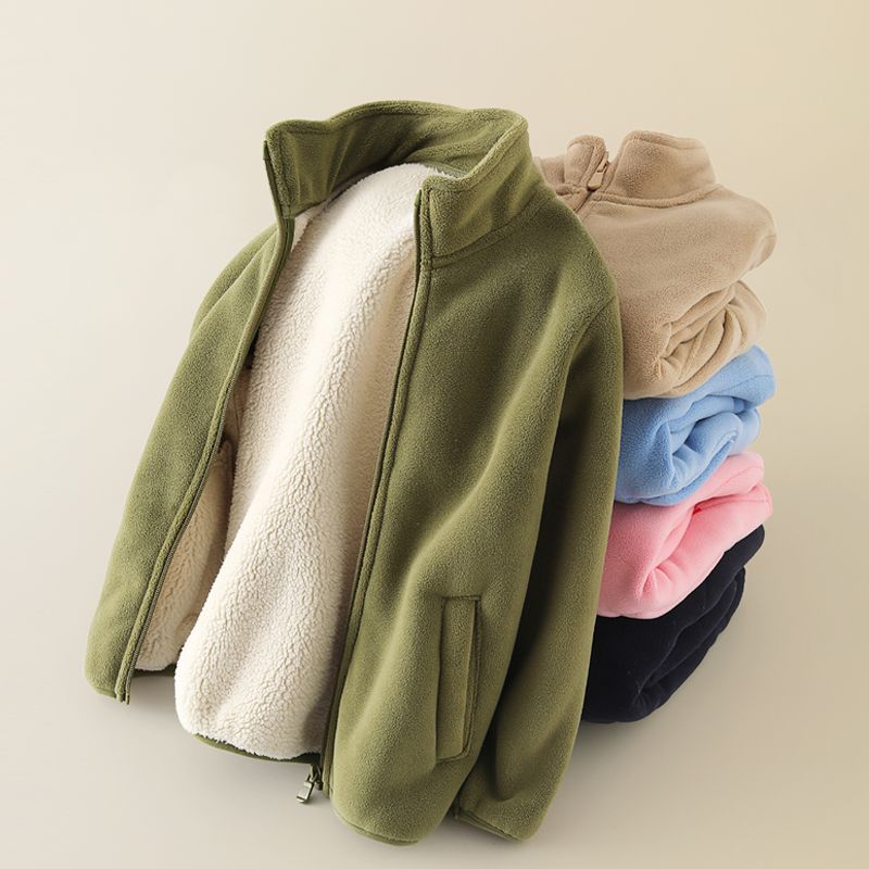 儿童加绒加厚外套保暖校服神器男女童抓绒衣冬季新卫衣内胆摇粒绒