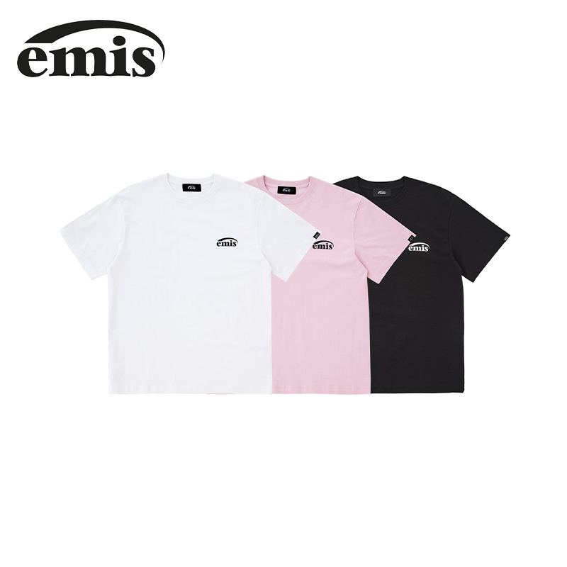 emis短袖三件套B款t恤男女同款白色/花灰色/黑色棉质宽松基础上衣