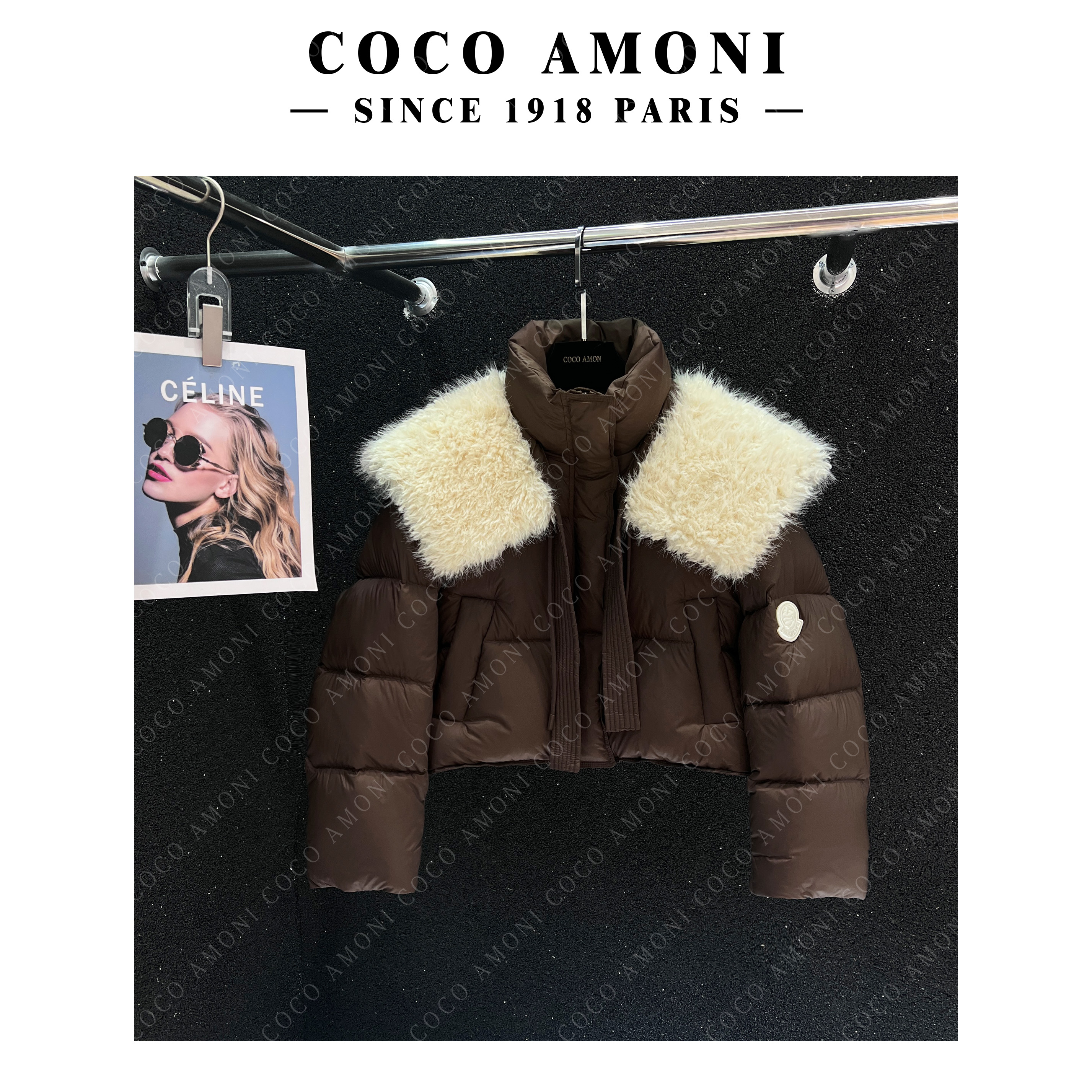 【xg】设计师毛领拼接保暖时尚百搭感宽松长袖短款羽绒服JHYRYSL507