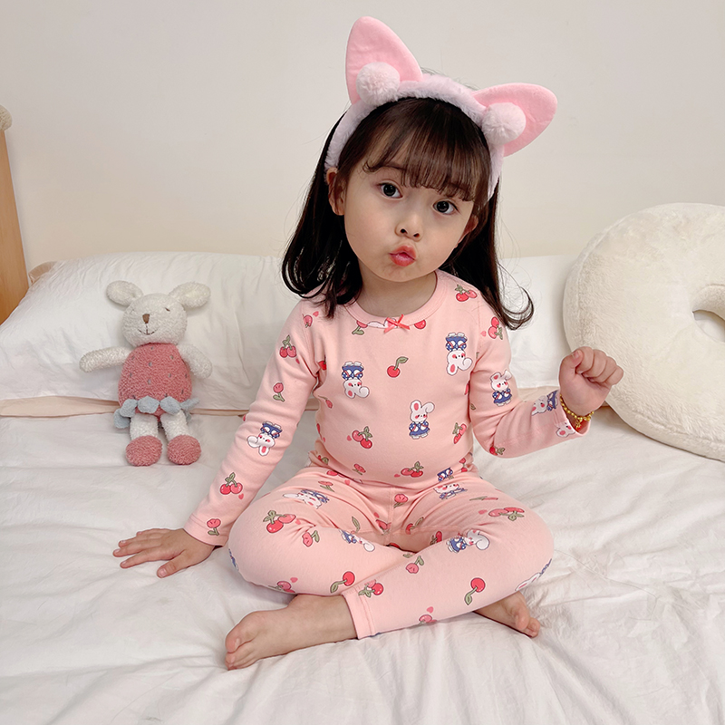 【280g】儿童秋衣套装宝宝睡衣男女童内衣家居服棉毛衫樱桃小兔
