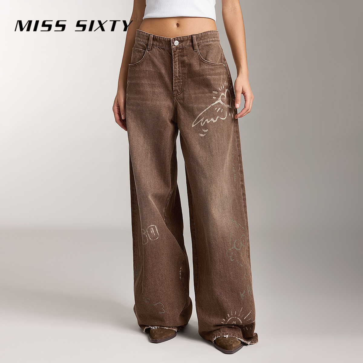 Miss Sixty x Keith Haring跨界合作系列秋季新款牛仔阔腿裤