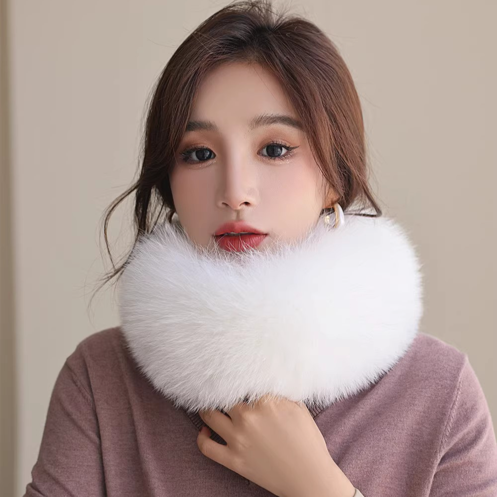 狐狸毛围巾女冬季大毛球磁吸扣毛领围脖兔毛仿皮草韩版百搭高级感