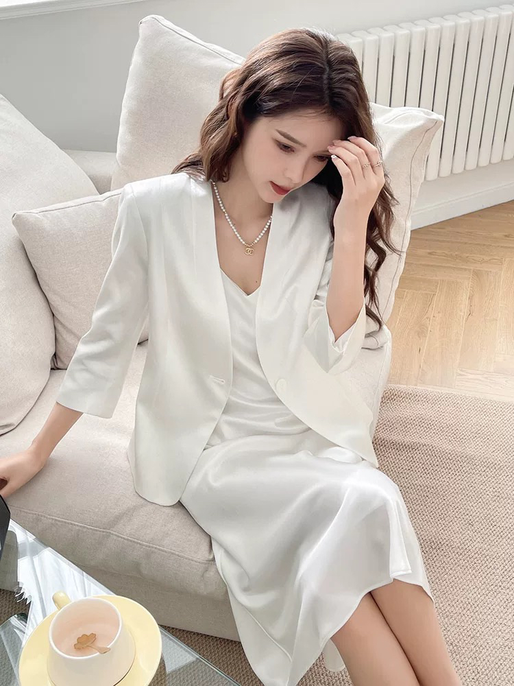 【小小李】（西装）南油醋酸七分袖气质收腰西装网红时尚休闲百搭