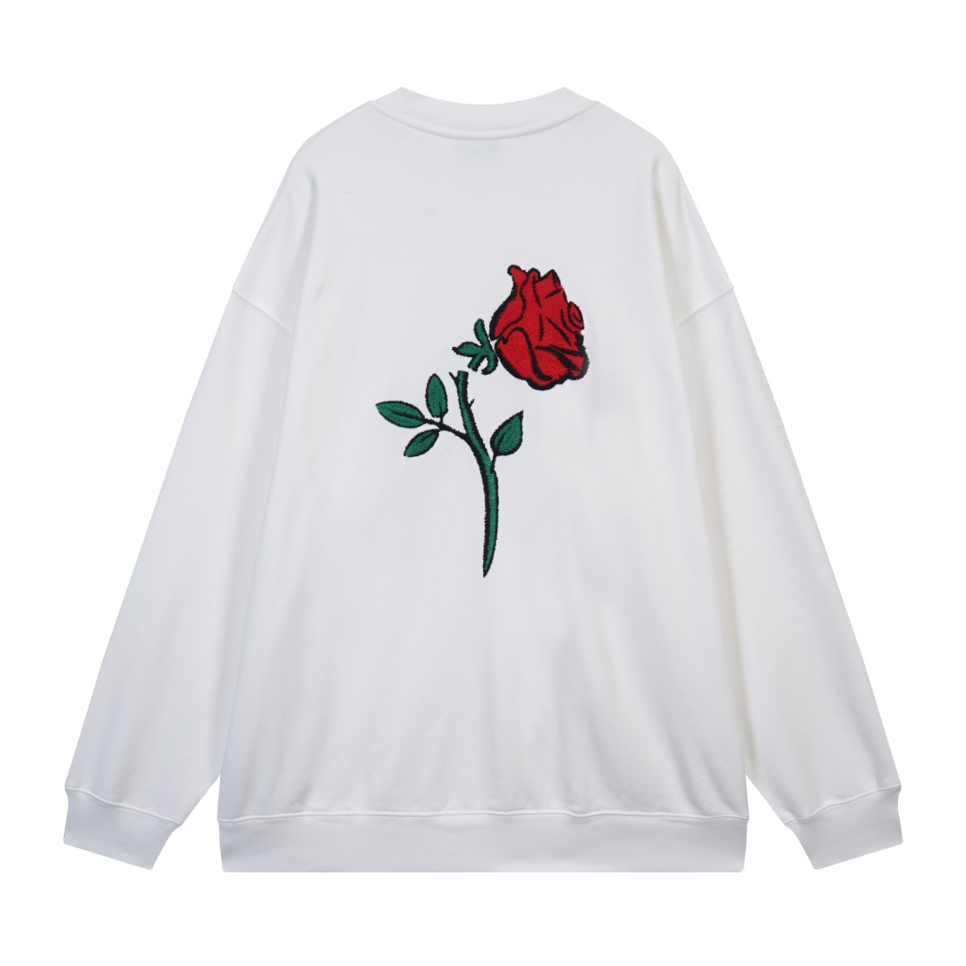 480克  艺术玫瑰刺绣百搭休闲圆领卫衣 7205